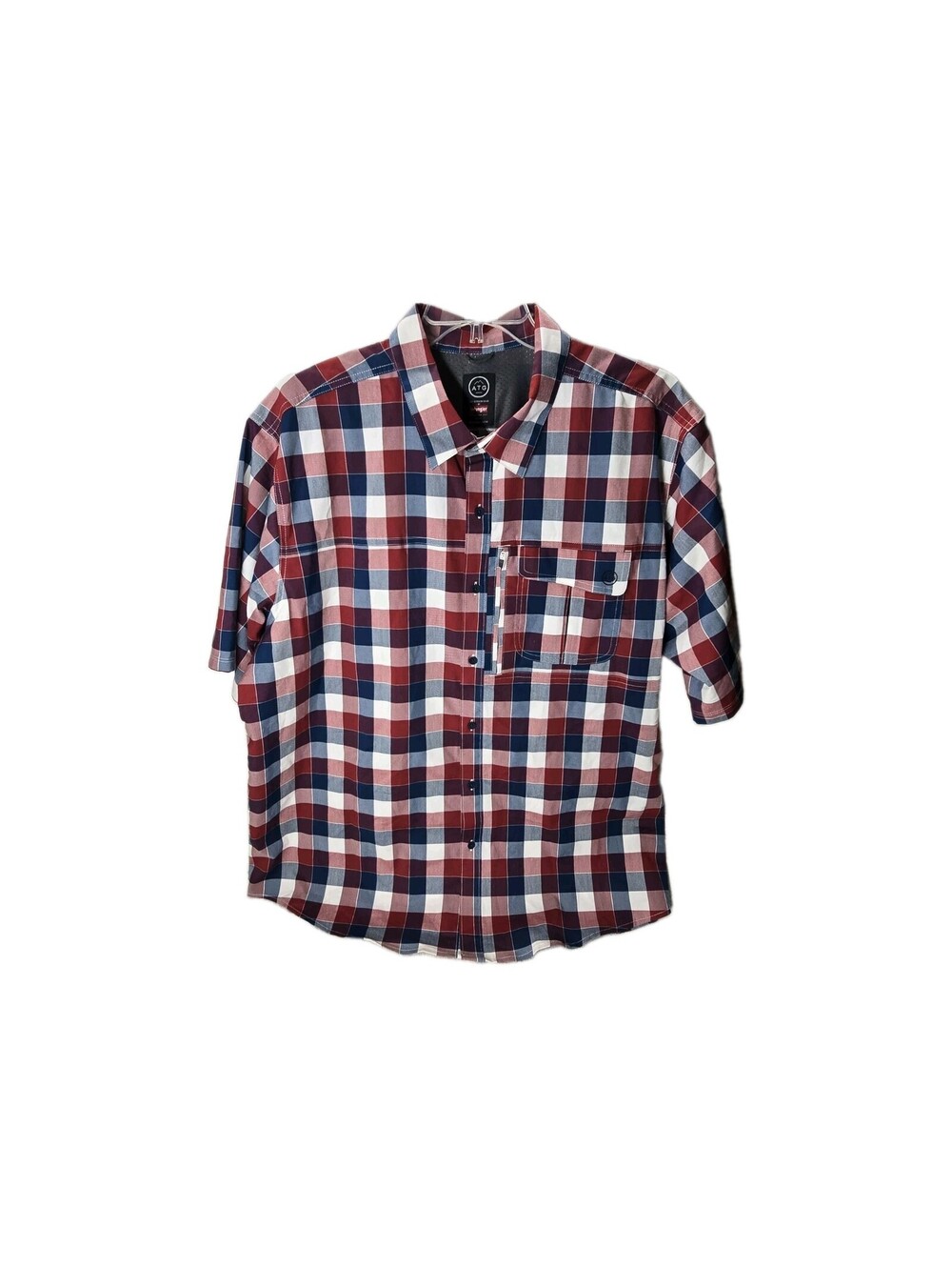 Wrangler Shirt ATG Outdoor Checked Patterned Short Sleeve Shirt Men's XXL Hiking